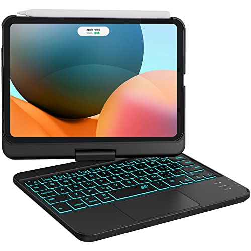 GreenLaw iPad Mini 6 Case with Keyboard, 7 Color Backlit, 360° Rotate, Sensitive Touchpad, Type-C Rechargeable, for iPad Mini 6th Generation 8.3 inch 2021, Black