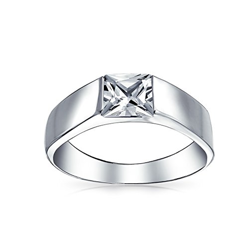 Bague oxyde de zirconium princesse argent 925 solitaire unisexe minimaliste