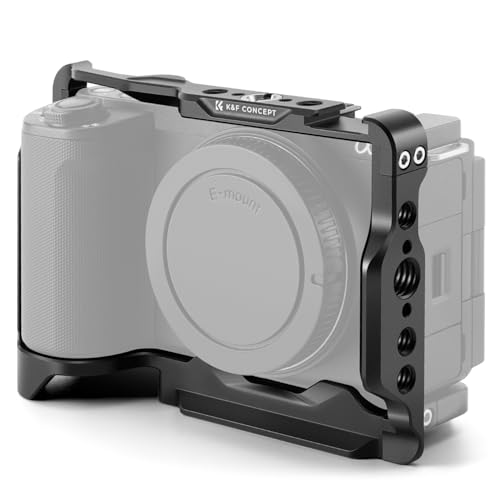 K&F CONCEPT Camera Cage Compatible with Sony ZV-E10 II Lightweight Design with 1/4-20 Threaded Hole 3/8-16 Threaded Hole Quick Release Plate for Arca Magnetic Wrench Built-in Rubber Pad