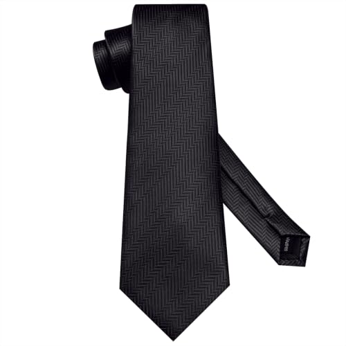 Image of Hi-Tie Men Silk Ties Set with Flower Lapel Pin Necktie Pocket Square Cufflinks for Tuxedo Wedding Business