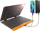 FlexSolar 20W Portable Solar Panel Charger for Camping, USB-A QC3.0 USB-C Waterproof Foldable Solar Panel for Mobile Phones Laptop Cellphones Power Bank Outdoor Hiking Fishing