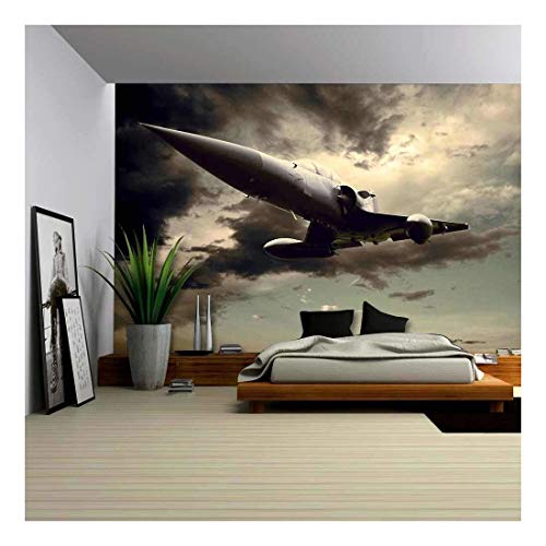 wall26 - Military Airplan on The Speed - Removable Wall Mural | Self-Adhesive Large Wallpaper -...