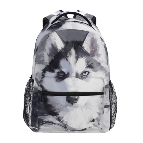 Sac à dos scolaire Chien Neigeux Noir pour filles et garçons