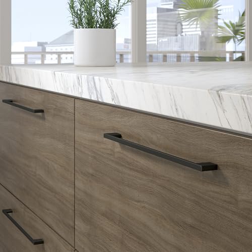 Image of Richelieu Hardware BP8160320900 Armadale Collection 12 5 /8-inch (320 mm) Center-to-Center Matte Black Modern Rectangular Cabinet and Drawer Pull Handle for Kitchen, Bathroom, and Furniture