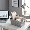 6-Pack Plastic Weave Storage Basket, Storage Basket Sets, Light Gray