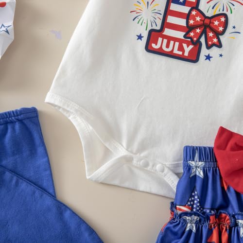 JiAmy Baby Girls My 1st Independence Day Outfit Newborn 4 Piece Romper Skirt Headband Legging Socks Set 3-6M — view 3