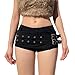 Twfsgirl Goth Grunge Micro Shorts Trendy Y2k Low Rise Rave Cargo Buckle Punk Fashion Alt Button Emo Skinny Cute Outfit Gothic Disco Summer Business Casual 90s Mini Shorts Women, Solid Black