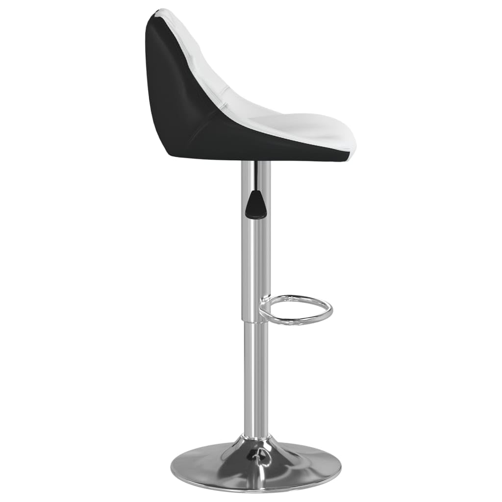Taburete de bar (2 unidades, piel sintética, altura regulable, con reposapiés, giratorio 360°, estructura de acero cromado, máx. 110 kg)