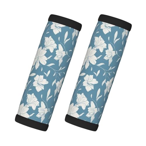 Envolturas para asa de equipaje para maleta, diseño de lirios y flores, color azul claro, identificadores para maletas, fundas suaves para asas de equipaje, accesorios de equipaje de viaje, esenciales
