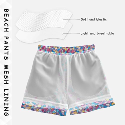 JUNZAN Cartoon Cute Hearts Love Toddler Swim Shorts Quick Dry Boys Beach Volleyball Kids Swimwears Son's Presents 2T4