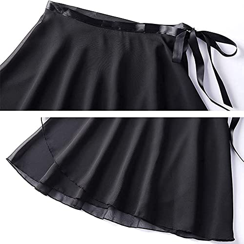 Ballet Skirt Chiffon Wrap Dance Skirt For Girls/Women, Black #TOP2
