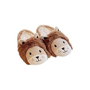 Luckylele Cartoon Pluche Slippers Dames Meisjes Leeuw Warm Pluche Schoenen Zachte Zool Indoor Home Lam Slippers Dier Cartoon Slippers Winter katoenen dweil (Color : Brown, Size : 4.5/5 UK)