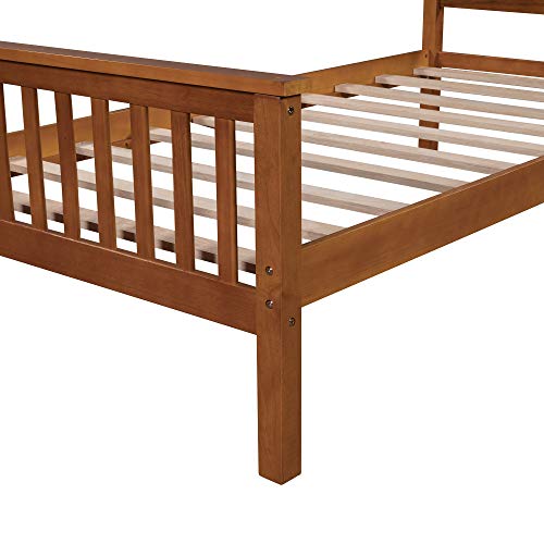 Harper & Bright Designs Twin Bed Frame Wood Platform Twin Bed No Box Spring Required With Headboard And Footboard For Kids (Oak Bed Frame) #TOP7