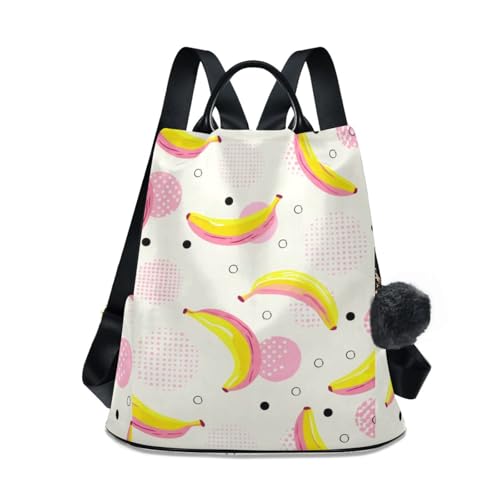 Sac à dos femme Yellow Bananas 17L imprimé rose antivol à poches