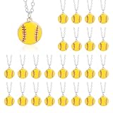24 Pcs Softball Sports Necklace, Softball Gifts Adjustable Alloy Pendant Sports Jewelry Team Party Favors for...