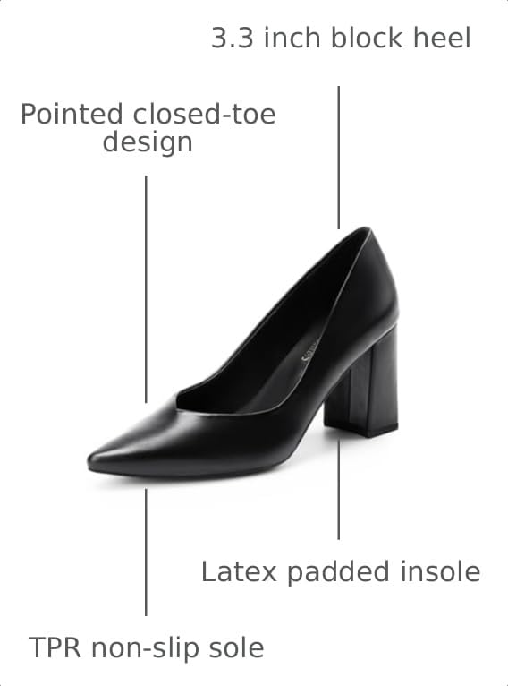 Image of DREAM PAIRS Womens High Chunky Closed Toe Block Heels | Pointed Toe Wedding Party Elegant Slip On Pumps Shoes
