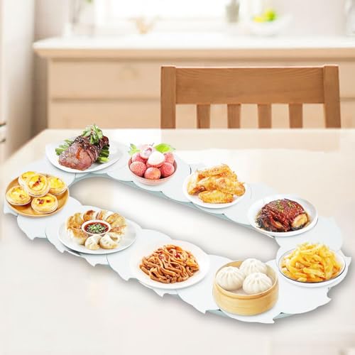 Table à manger pivotante manuelle 1,8m avec plateau tournant pour repas de fête