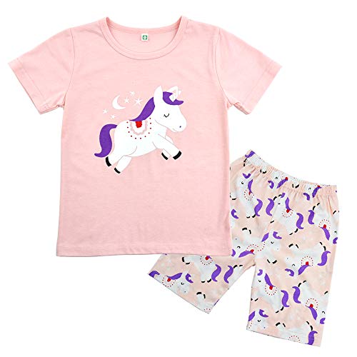 Preisvergleich Produktbild Winzero Mädchen-Weihnachtspyjama-Set, niedlich, langärmelig, Baumwolle, Pyjama, Nachtwäsche, Tops, Hemden und Hosen, Nachtwäsche für Kinder Gr. 2-3 Jahre, Pink5
