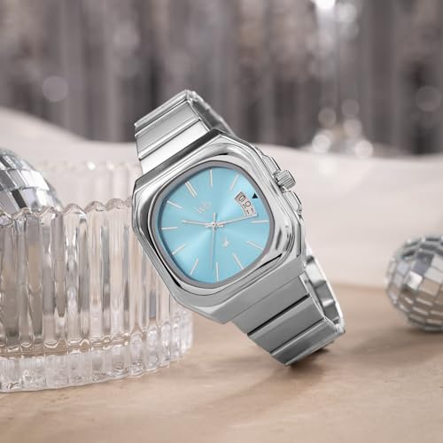 Image of Fastrack Vyb Pioneer Quartz Analog Light Blue Dial Silver Stainless Steel Strap Watch for Men - FV30037SM01W
