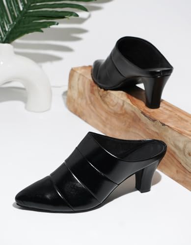 Image of TRYME Fashion Pointed for Party and Formal Occasions Mules Cone Block Heel Sandals for Girls & Women