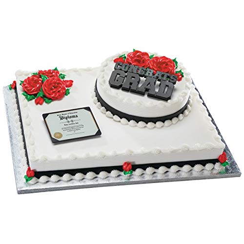 Topper Per Torta Laurea – Diploma E Cappello In Plastica Bianca – Personalizzabile Con Pennarello