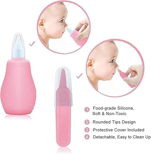 Baby-Sicherheits- und Pflegeset mit Haarbürste, Kamm, Nagelknipser, Baby-Basics-Set für Neugeborene Mädchen und Jungen (Rosa)