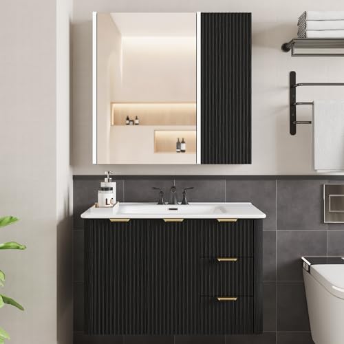 BONITURE 30 inch vanity with LED medicine cabinet