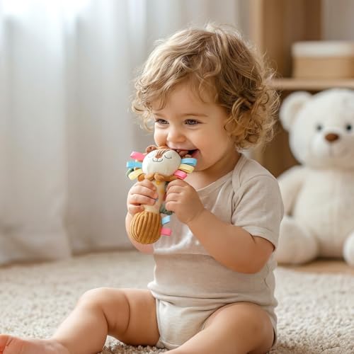 TYRY.HU Baby Rattles Toy, Plush Lion Rattle, Stuffed Animal Hand Rattles,Infant Grab Shake Rattle, Crinkle & Squeaker,Soft Sensory Toy with Sound for Babies 0-6 6-12 Months, Lion by TYRY.HU - Image 7