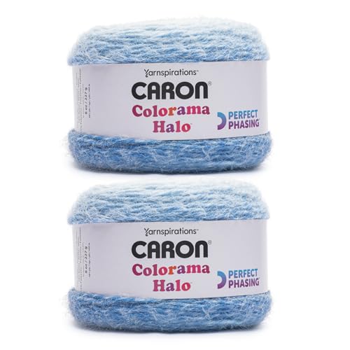 Image of Caron Colorama Halo Cake SEA and Sky Yarn - 2 Pack of 8oz /226.79g - 71% Acrylic,18% Nylon,11% Polyester - #5 Bulky - 60 Yards for Knitting, Crocheting & Crafts