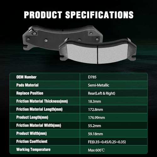 Image of AUTOMUTO 8PCS Front & Rear Disc Brake Pads Set D785 D834 For Cadillac Escalade Escalade ESV Escalade EXT For Chevrolet Avalanche 1500 Silverado 1500 Suburban 1500 Tahoe For GMC Sierra 1500 Yukon