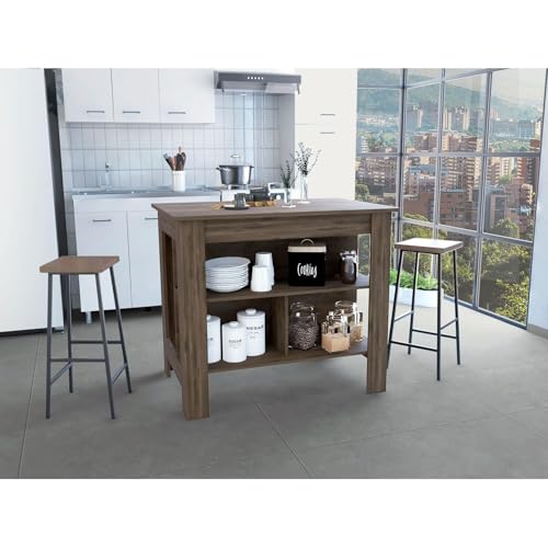 HomeStock Kitchen Island with Storage - 35" Kitchen Table, 3