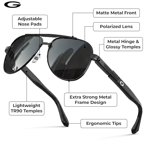 Image of grinderPUNCH Polarized Aviator Sunglasses Men Women Retro Vintage Square Pilot Sun Glasses UV400 Protection