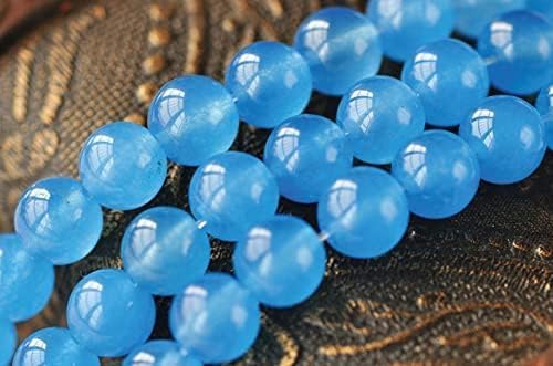 Z.A Gems Natural Blue Topaz Jade Beads - 10 mm Round Beads - Natural Gemstone Beads for Jewelry Making Strand 15 Inch.