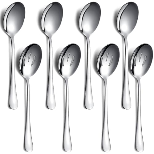 Serving Spoons Pack of 8 Kyraton Large Serving Spoons for Buffet Stainless Steel Sering Utensils Set for Parties Gift for Wife Mother Chrismas