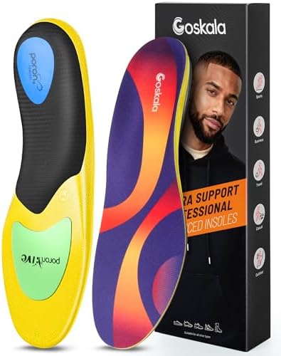 Professional Medium Arch Support Shoe Inserts, Over 230+ lbs Plantar Fasciitis Insoles for Women and Men, Flat Feet Orthotics Insert Athletic Shoe Insole