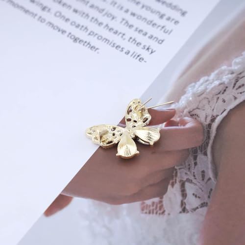 Image of Pearl Shell Resin Butterfly Brooch Pin Sparkly Crystal Butterfly Brooches Pin Lepel Pin Hollow Butterfly Wing Brooch Pin Rhinestone Butterfly Brooch Pin Decorative (Green Resin 1)