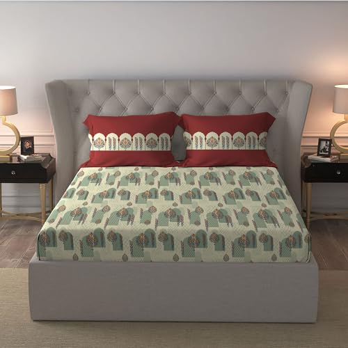 Image of MYTRIDENT Celebration Bedsheet Gifting Collection Double Size - Ruhani Orange