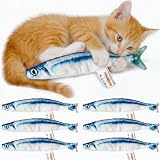 miwoowim 6 PCS Cat Fish Toy Soft and Durable,Cat nip Toy with Catnip Inside, Kicker Toys for Indoor Kitten Exercise,Kitty Teething Chew Toy (6 Sauries)