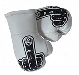 Sportfanshop24 Mini Boxhandschuhe STINKEFINKER/Fuck You auf weiß, 1 Paar (2 Stück) Miniboxhandschuhe z. B. für Auto-Innenspiegel