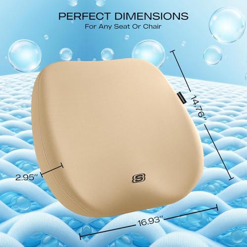 Image of Skechers Seat Cushion Premium Gel & Memory Foam-Office Chair Cushion for Tailbone Pain Relief,Butt Pillow for Office Chair,Car seat Cushion,Long Sitting Office Workers,and Car Drivers,Beige
