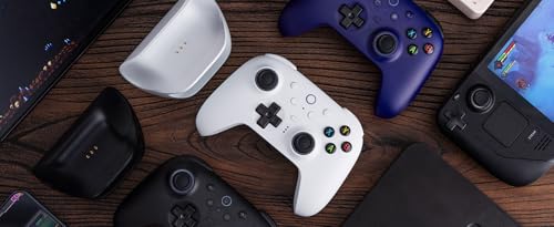 Image of 8BitDo Ultimate 2 Wireless Controller with TMR Joysticks for Windows & Android, Gaming Controller with Switchable Hall Effect /Tactile Triggers, RGB Fire Ring,8Speed Wireless Tech, Charging Dock, White