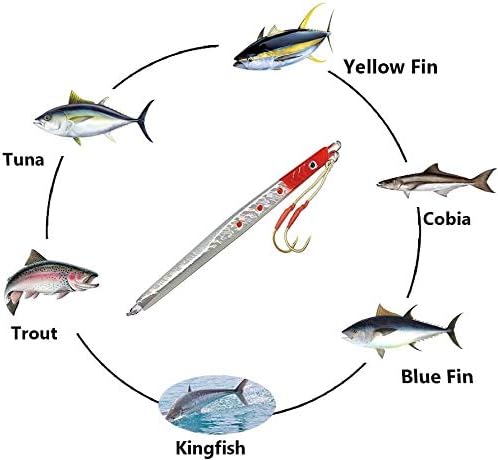 Speed Knife Jigs (300g) 10oz, 3 Pcs Red/Silver, for Saltwater Vertical Jigging, Ideal for Tuna, Amberjack & Deep Sea Gamefish