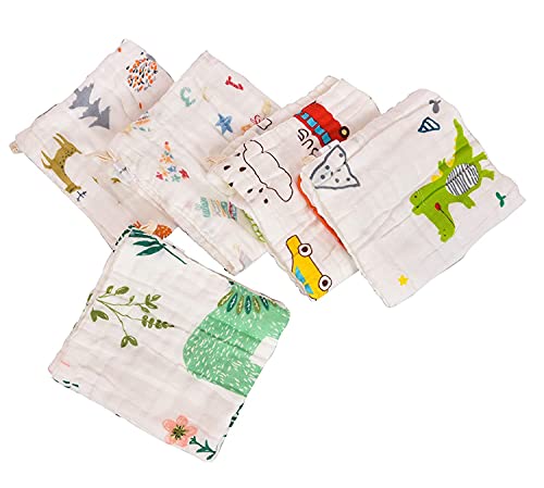 Image of BABY STATION Muslin Cotton Face Towels for Newborn Baby Extra Soft Hankies Reusable Napkins for Infants Toddlers (Pack of 5) White 30 * 30