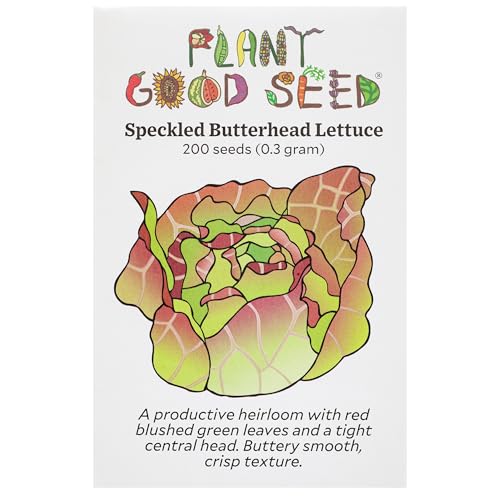 Plant Good Seed Organic Speckled Butterhead Lettuce Seeds - Pack of 200, Heirloom Seeds for Planting Vegetables - Gardening Supplies, Vegetable Garden - Non-GMO, Open Pollinated, from USA