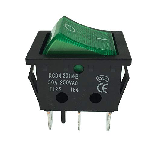 Moonlight Boat Rocker Switch High-Current 30A 250VAC Illuminated Green ON-ON DPDT 6Pins Rectangular 31x25mm (6pcs)