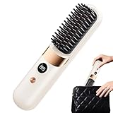 Wiederaufladbare Haarglättungsbürste, Warmkamm mit 4 Temperatureinstellungen, Glättbürste mit automatischer Abschaltung, für den Einsatz zu Hause, Reisen, Wohnung, Schule, Urlaub, M