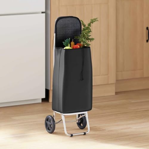 Nqyjm Carro de la compra negro 35 x 28 x 92 cm tela Oxford carro de la compra