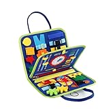 Valicaer Montessori Spielzeug ab 1-4 Jahre, Busy Board Activity mit Motorik- & Lernspielzeug für Kleinkinder, sensorisches Reisespielzeug Geschenk für Jungen und Mädchen (Blau)