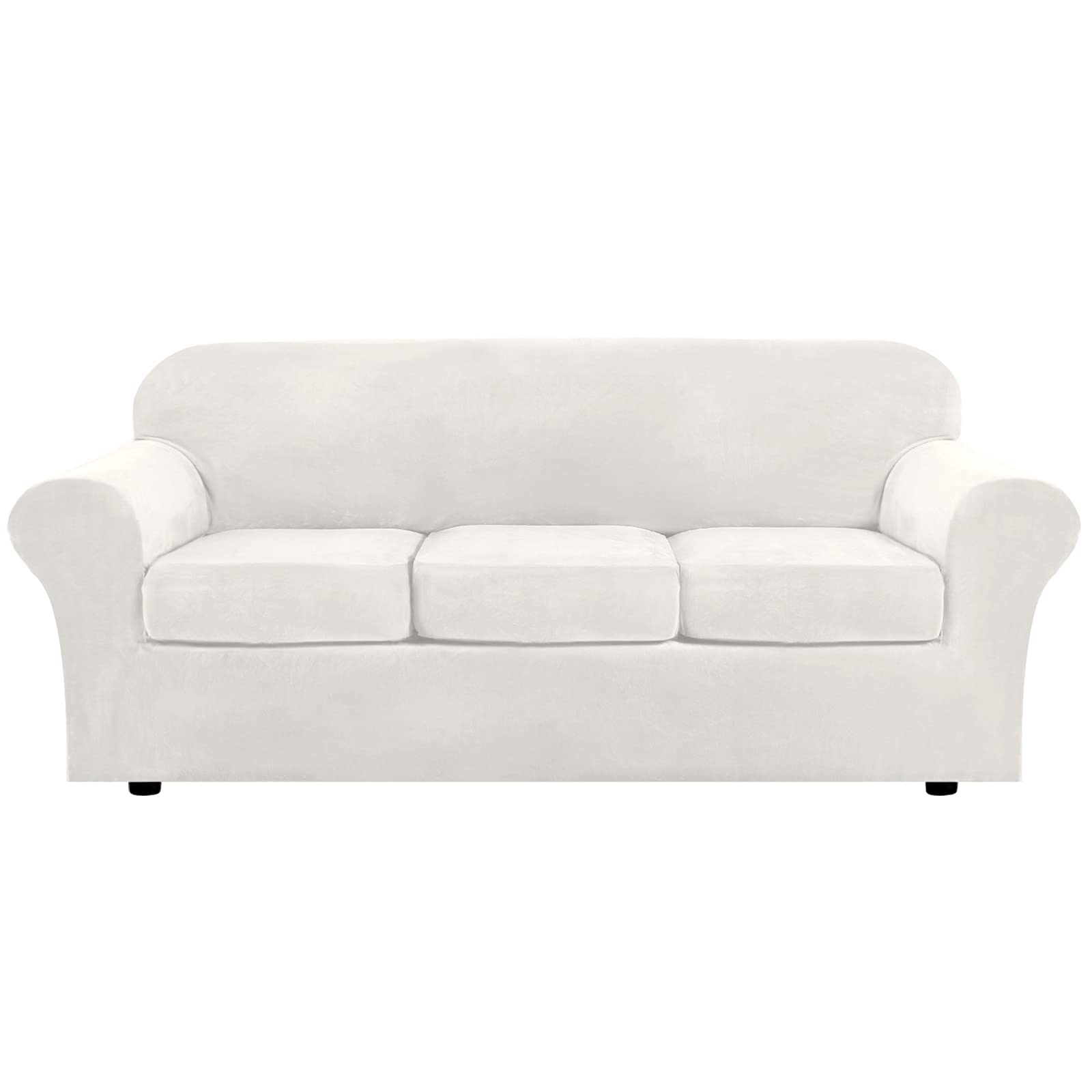 Housse de canapé extensible velours lavable et durable avec assises séparées