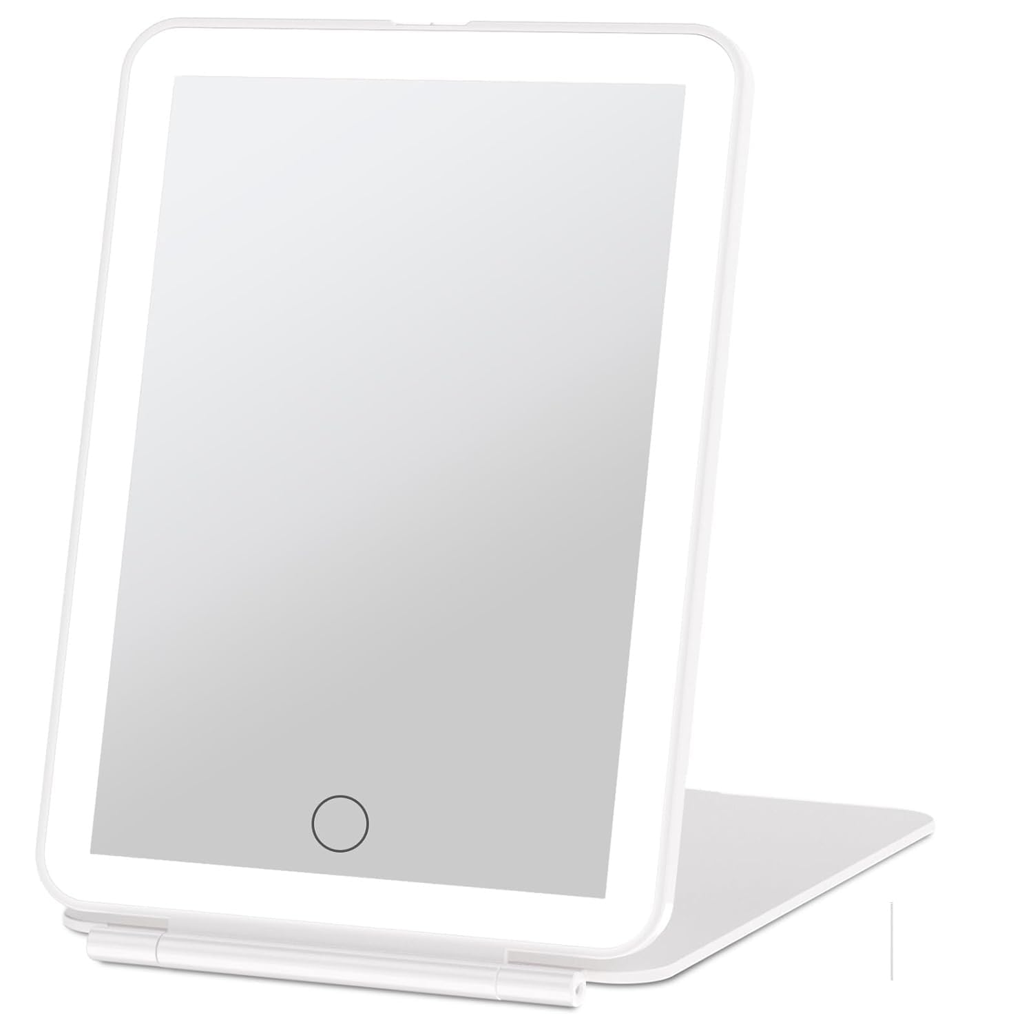 NYRWANA Rechargeable Travel Makeup Mirror with LED Lights | Portable Vanity Mirror with 3-Color Lighting, Dimmable Touch Screen | Compact Beauty Mirror for Women & Girls (White)-picture-23